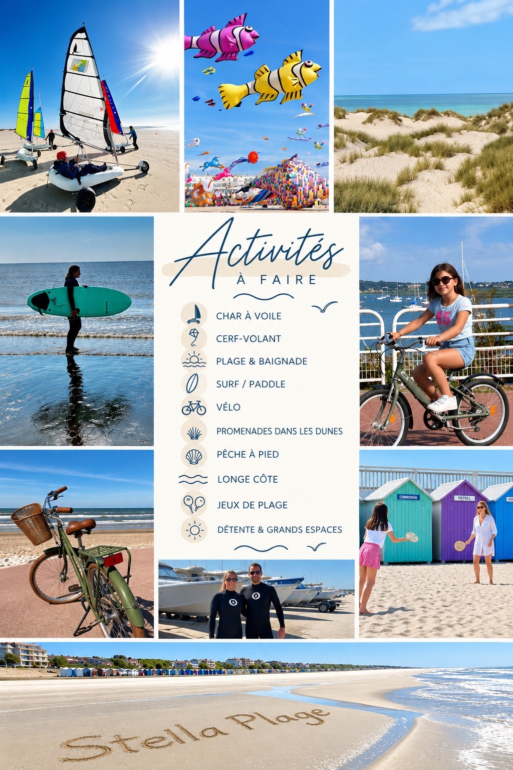 Idées d’activités à Stella-Plage : char à voile, cerf-volant, plage, surf, paddle, vélo et promenades